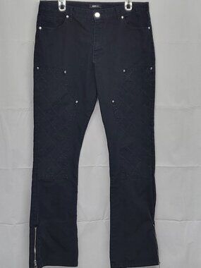 NovaMen Pants Bootcut Mens Size 34 (Fit 35 X 34 ) Canvas Embroidered Zip Ankle